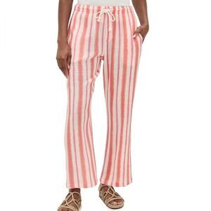 XIRENA Blanche Lightweight Beach Draw String Coral Orange/White Women Pants Sz M